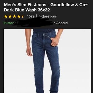 NWT Goodfellow slim jean 36x32
